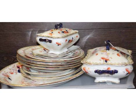 PART DINNER SET OF WHIELDON WARE 'PEKIN' PATTERN
along with a selection of ceramics, cauldon ware items and a mahogany inlaid