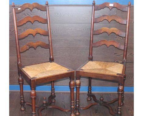 PAIR OF LADDER BACK SIDE CHAIRS
with string seats 