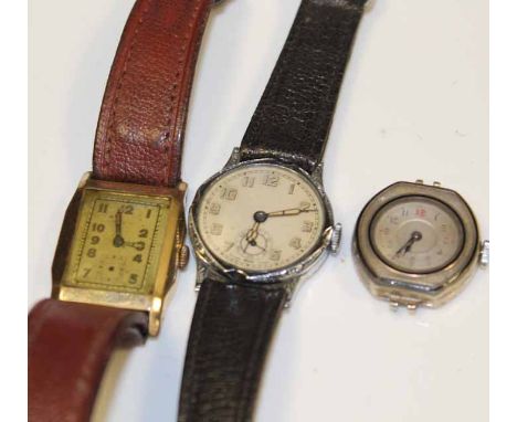THREE VINTAGE WRIST WATCHES 
one strap 