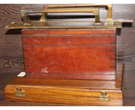 OAK CANTEEN OF CUTLERY 
another box containing vintage tins, and two vintage door handles