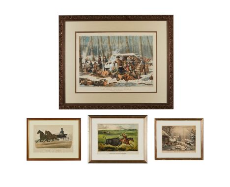 Currier and Ives, United States. Group of four lithographs including:Arthur Fitzwilliam Tait (American/British, 1819-1905). "