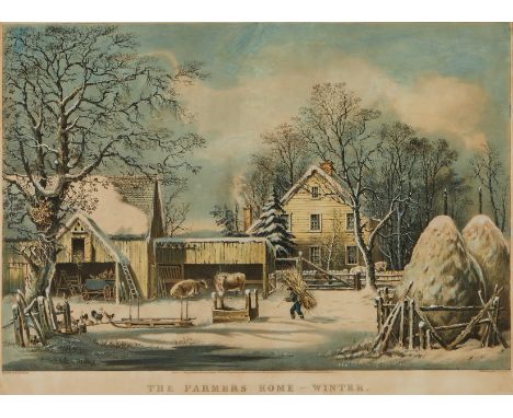George Henry Durrie (American, 1820-1863) for Currier and Ives, United States. Lithograph titled "The Farmers Home - Winter,"
