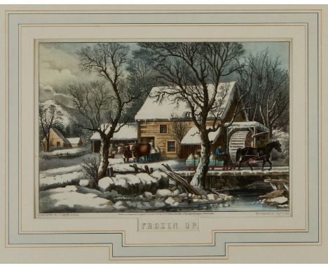Currier and Ives, United States. Lithograph titled "Frozen Up," depicting a horse-drawn sleigh passing by a house in a winter