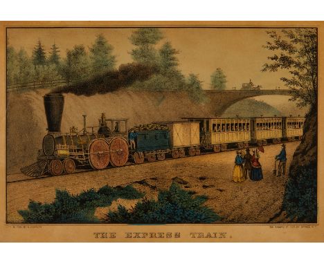 Johann Fredrick Schutz (German, 1817-1888) for Currier and Ives, United States. Lithograph titled "The Express Train," depict