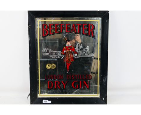 A vintage Beefeater Dry Gin advertising mirror, approximately 59 cm x 49 cm. [W]