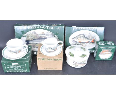 A collection of vintage 20th century Portmeirion china comprising of four individual gratin dishes, oval platter, casserole d