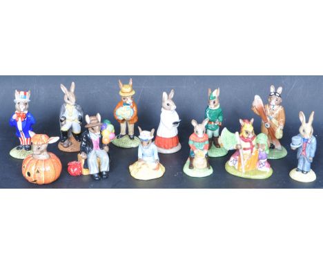 A collection of vintage 20th century Royal Doulton Bunnykins figures to include Sherriff of Nottingham, Halloween Bunnykins, 