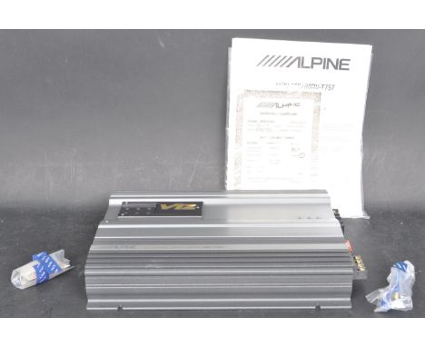 A 21st century Alpine MRV-F407 power car amplifier having 4/3/2 channels. independent crossover with gold plated RCA jacks an