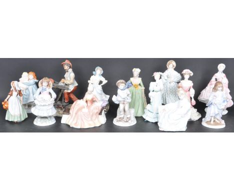 A large collection of 20th century Coalport, Royal Worcester and Royal Doulton ladies to include: The Milkmaid, Reverie, Roya