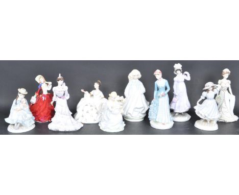 A collection of Royal Doulton, Royal Worcester &amp; Coalport Ladies figurines. To include Royal Worcester Grandma's Bouquet,