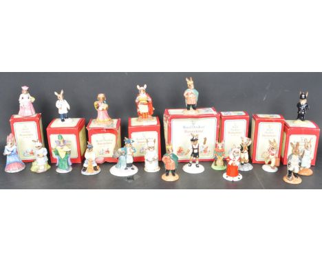 A large collection of vintage 20th century Royal Doulton Bunnykins figurines. The figures to include Shopper Bunnykins, Judge