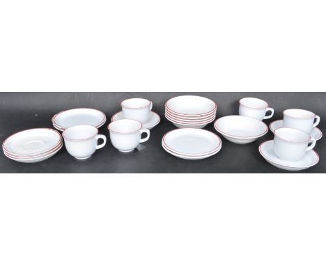 Poole Pottery Tango pattern tea service. The ceramic porcelain tea service comprising of cups, saucers, bowls and plates. All