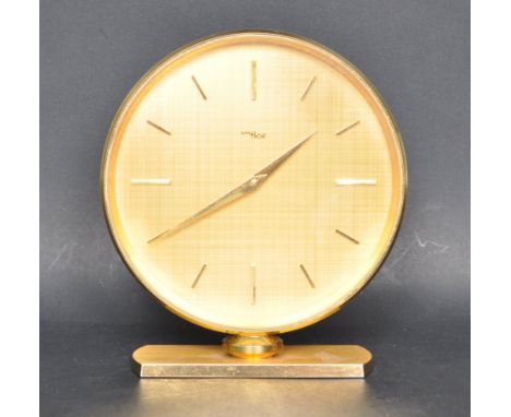 A vintage mid 20th century Swiss made 1950's IMHOF 15 jewel mantle clock model 72 146 having an 8 day movement with gilt dial