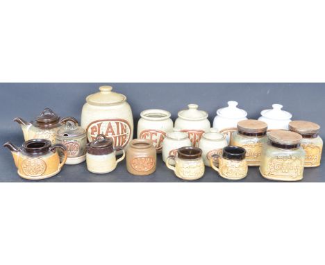 A large collection of vintage 20th century circa. 1960s Cornish Tremar ware to include tea and coffee cannisters, sugar bowls
