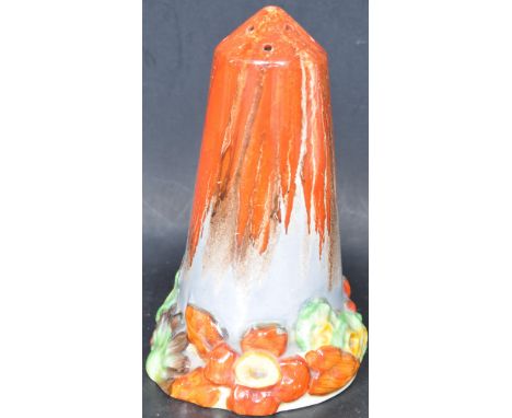 Clarice Cliff - Bizarre - An early 20th century circa hand painted ceramic sugar sifter having raised polychrome floral decor