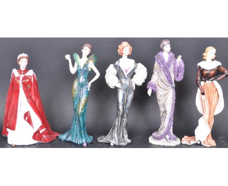 A collection of contemporary porcelain and other figurines, comprising of a Royal Worcester 2006 Queens 80th Birthday porcela