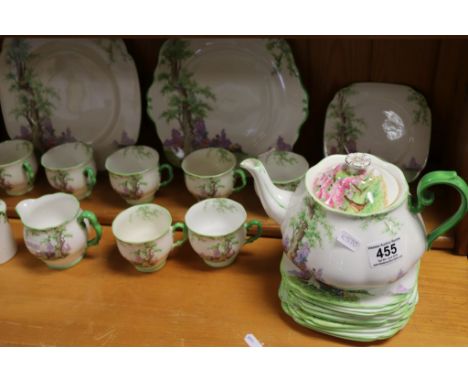 Royal Albert ' Greenwood Tree ' Part Tea Service including Tea Pot, Three Sandwich Plates, 12 Cups, 12 Saucers, 10 Tea Plates