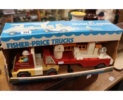 Boxed Fisher-Price Hook & Ladder Fire Engine with Husky Fireman, dated to box 1979 / 1980