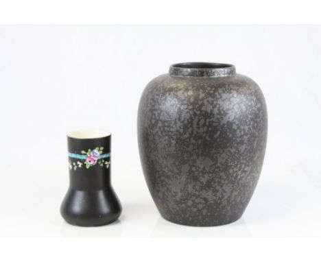 A large Poole pottery vase and a early 20th century Mintons black ground vase