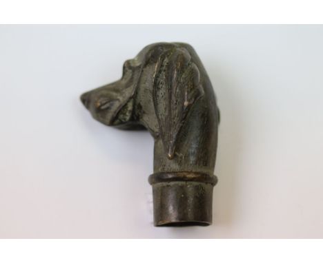 Bronze/brass walking stick handle in the form of a gun dog