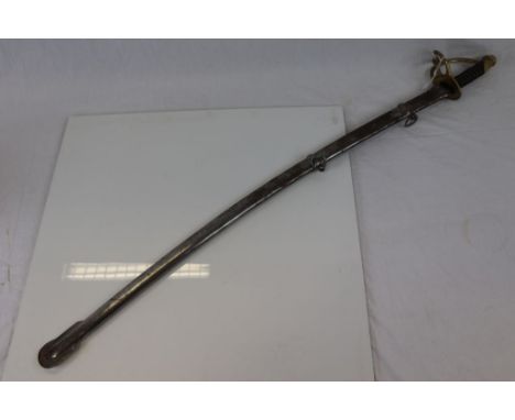 Vintage cavalry sword with metal scabbard 