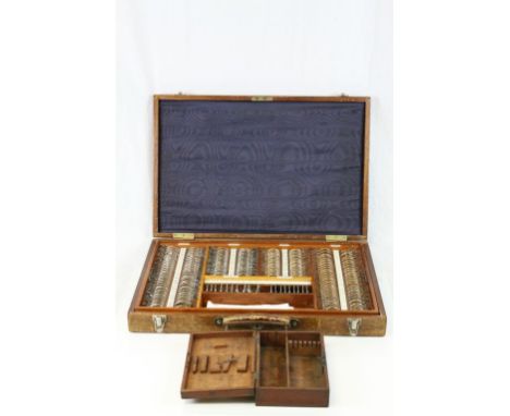 Vintage Optometrist's Trial Lens Set in original box together with a Travelling Optometrist's Case, stamped inside lid