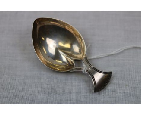George III silver caddy spoon, heart shaped bowl with incised border stem, makers Joseph Willmore, Birmingham 1805,  length a