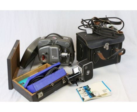 Leather cased Bolex Cine camera, film projector, accessories etc