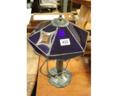 A Tiffany style blue glass lamp