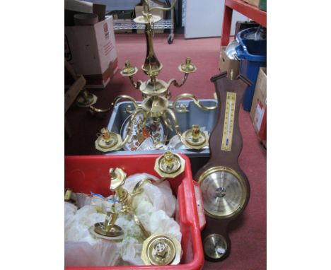 A Wall Barometer, six branch ceiling light, shade, wall light, Royal Vale tea ware, other ceramics.