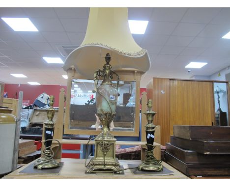 Brass and Alabaster Table Lamp , of ovoid form plus pedestal form, pair of Contessa lamps. (3).