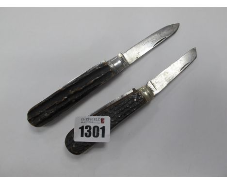 Pocket Knives - Harrison Brothers and Hawson, two blades, steel bolster and linings, 10.5cm, stag scales, Butler, two blade, 