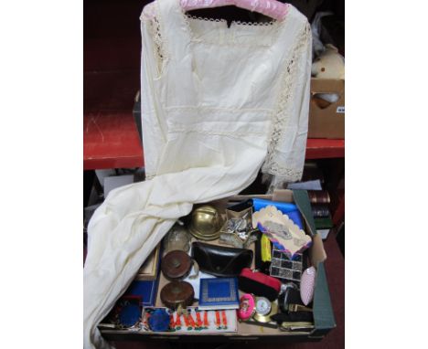 A Vintage Berkertex Ladies Wedding Dress, sunglasses, etc:- One Box.