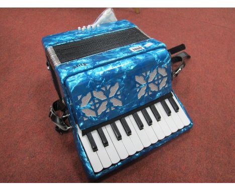 Irin Seventeen Key Professional Mini Piano Accordion, with original unused Irin cloth and white gloves.