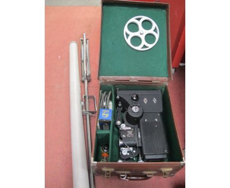 Specto Cine Projector, with accessories in case and screen.