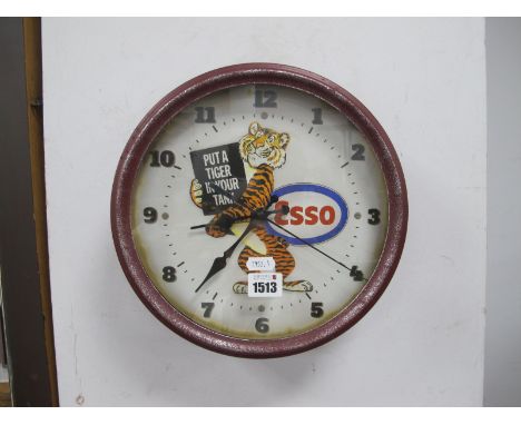 An Esso Wall Clock, (glass cracked).