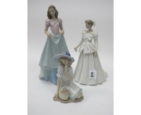 Nao Figurines 'Blanca Va La Novia', 'Meadow Song' and 'Youthful Beauty', all in pink boxes. (3)