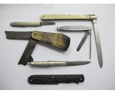 An Early XX Century Single Blade Pen Knife, with ivorine scales and white metal bolster, inscribed better quality with 14cm c