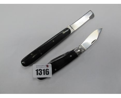 Pocket Knives - Joseph Rodgers, two blades, scales, single bolster, Le-Sabot on blade, polished horn, brass linings, 10.5cm. 