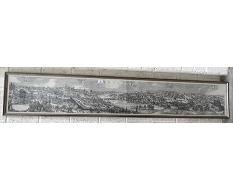 A print of a panoramic engraving 'Praga', 29 x 178cm and other furnishing prints and pictures. 