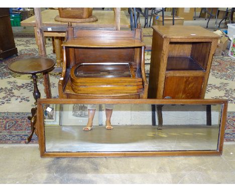 A mahogany pot cupboard, a 19th century commode, a folding table-top mirror and other items. 