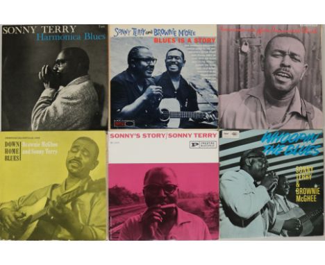 SONNY TERRY & BROWNIE MCGHEE - Very smart pack of 8 x LPs with 1 x LP box set featuring solo and collaborative LPs from the f