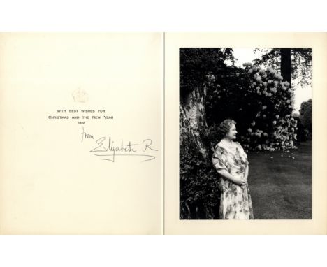 ELIZABETH THE QUEEN MOTHER: (1900-2002) Queen Consort of King George VI. Signed Christmas greetings card, the stiff white 4to