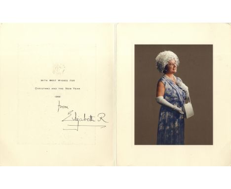 ELIZABETH THE QUEEN MOTHER: (1900-2002) Queen Consort of King George VI. Vintage signed Christmas greetings card, the 4to sti