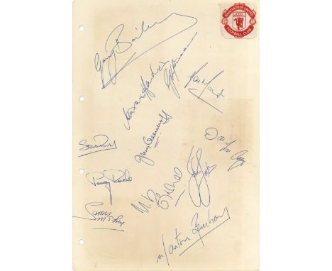 MANCHESTER UNITED: Selection of large 4to cards signed by various Manchester United players including Lou Macari, Gary Bailey