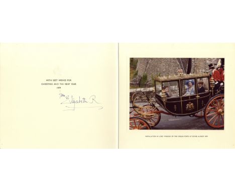 ELIZABETH THE QUEEN MOTHER: (1900-2002) Queen Consort of King George VI. Signed Christmas greetings card, the oblong 4to stif