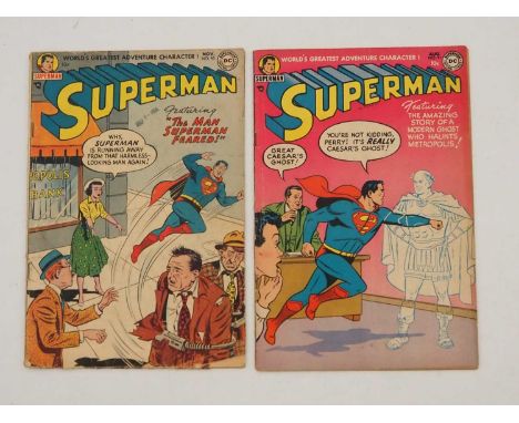 SUPERMAN #91 &amp; 93 (2 in Lot) - (1954 - DC) - "The Superman Stamp" &amp; "The Man Superman Feared!" - Cover art by Al Plas
