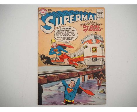 SUPERMAN #123 (1958 - DC) - "The Girl of Steel!" - Prototype of Super-Girl - Cover art by Curt Swan &amp; Stan Kaye - NB: Pen