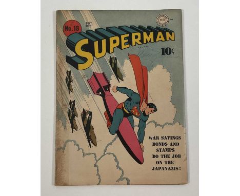 SUPERMAN #18 (1942 - DC) - Nazi soldiers invade Metropolis - Cover art by Fred Ray - Includes an advertisement for Wonder Wom