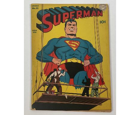 SUPERMAN #21 (1942 - DC) - "The X-Alloy" - Superman combats foreign agents, stopping them from sabotaging a newly discovered 
